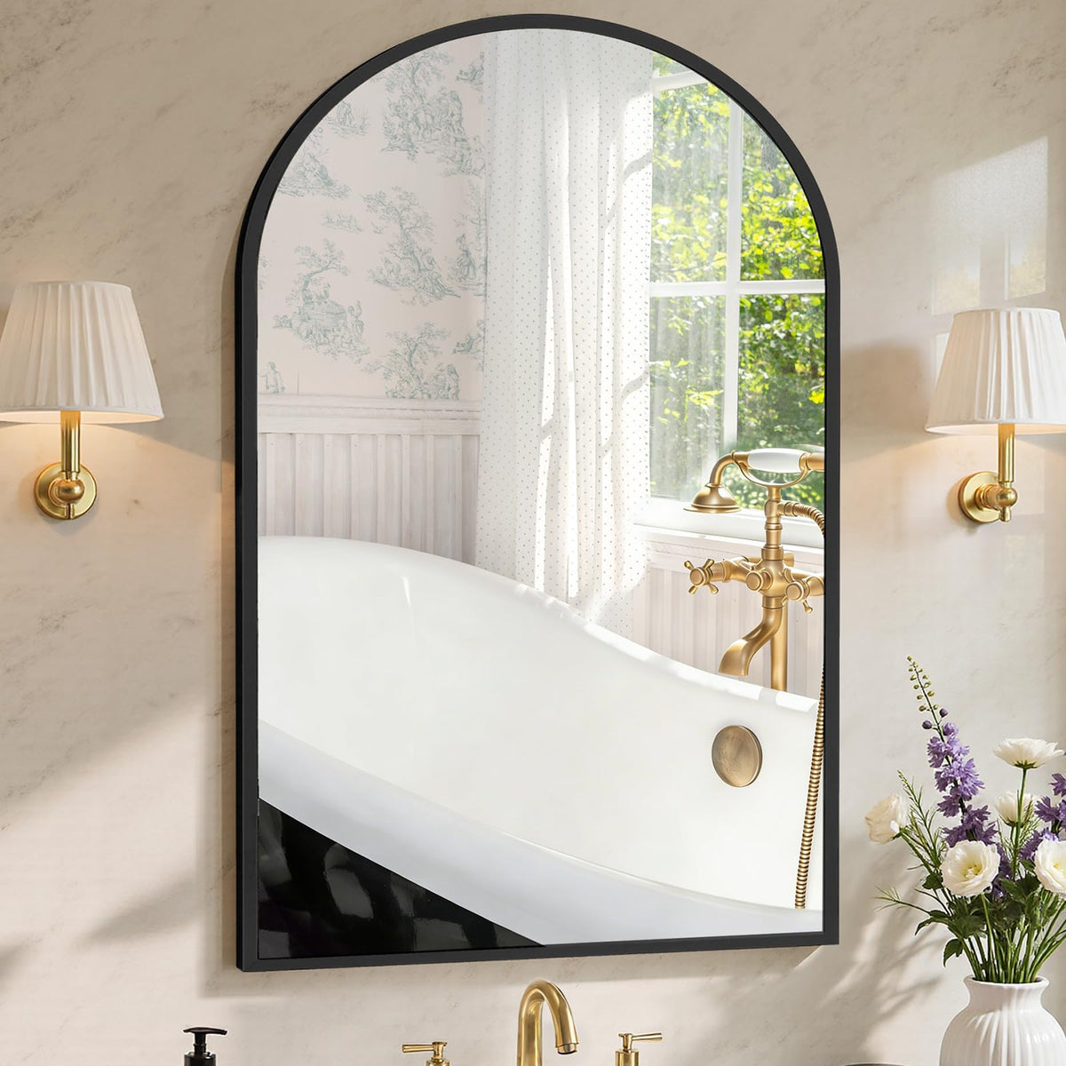 Sweetcrispy 26"x38" Arched Bathroom Mirror, Bathroom Mirrors for Over Sink