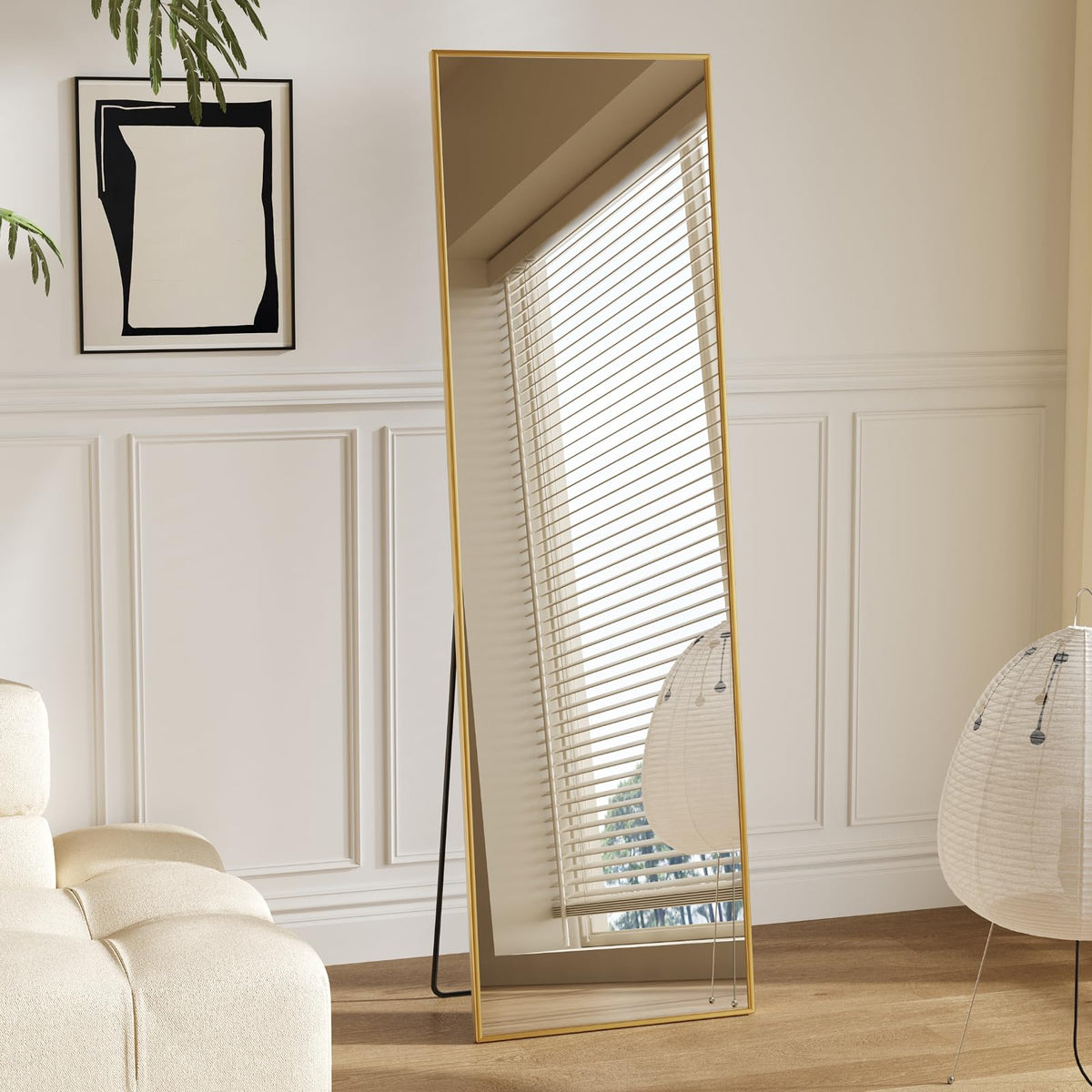 Sweetcrispy 55"x15" Full Length Mirror, Standing Full Body Mirror, Black