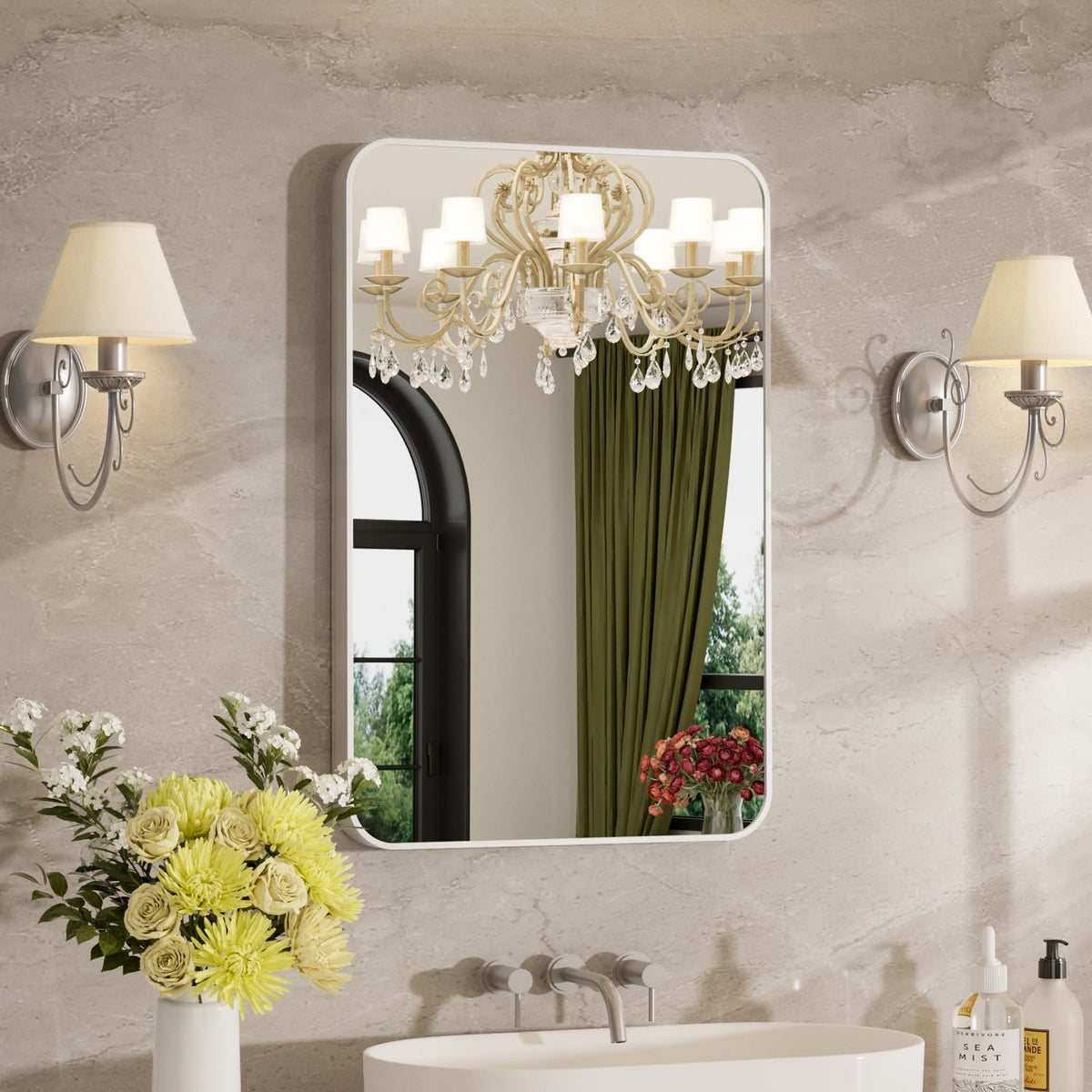 24"x36" Bathroom Mirror for Over Sink, Brushed Nickel Vanity Mirror