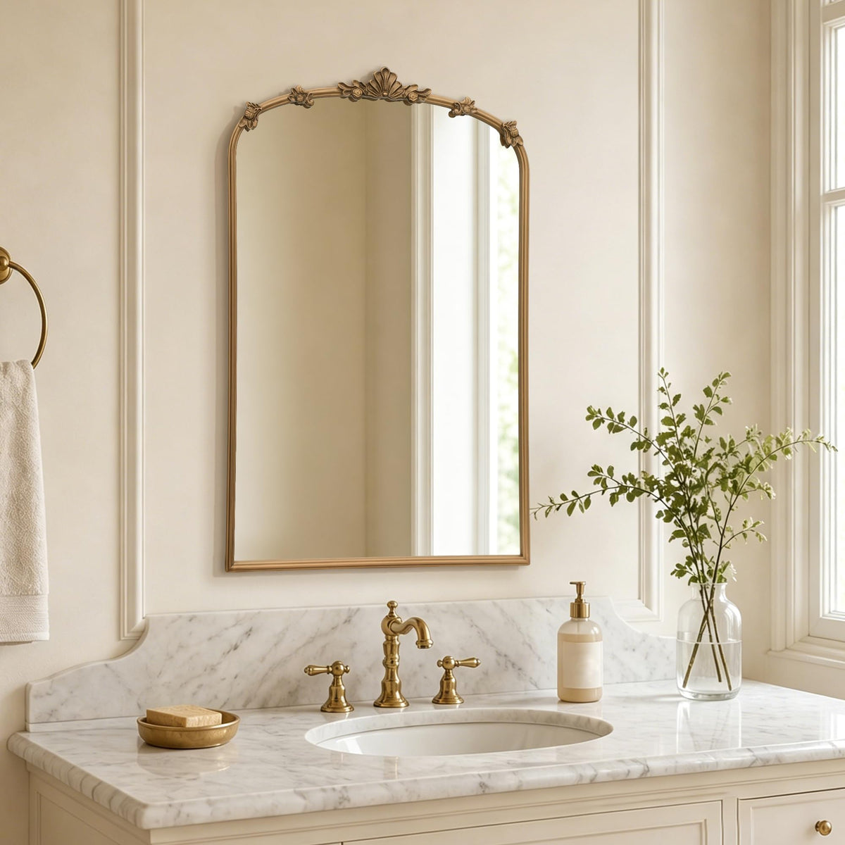Besdomus Full Length Gold Mirror: 21''x56'' Baroque Floor Long Body Mirror