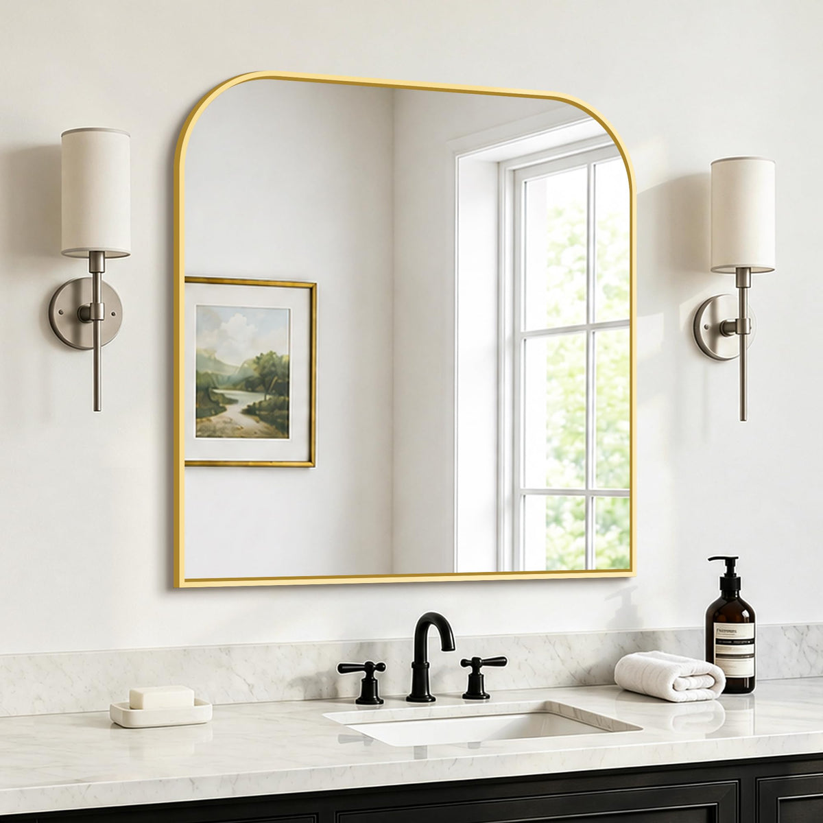 FICTOR 2 Pack 36" x 24" Bathroom Vanity Mirror for Over Sink, Black
