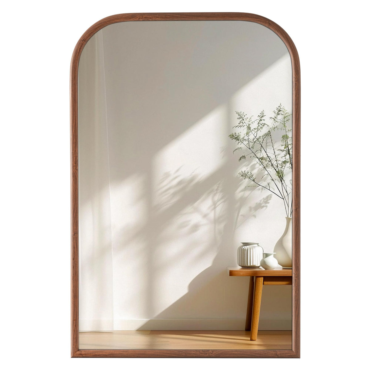 20"x30" Arch Wall Mirror for Wall, Wall Mounted Vanity Mirror for Bedroom, Wood Grain Finish Frame Mirror with Tempered Glass, Vintage Decorative for Bathroom, Entryway, Living Room, Walnut