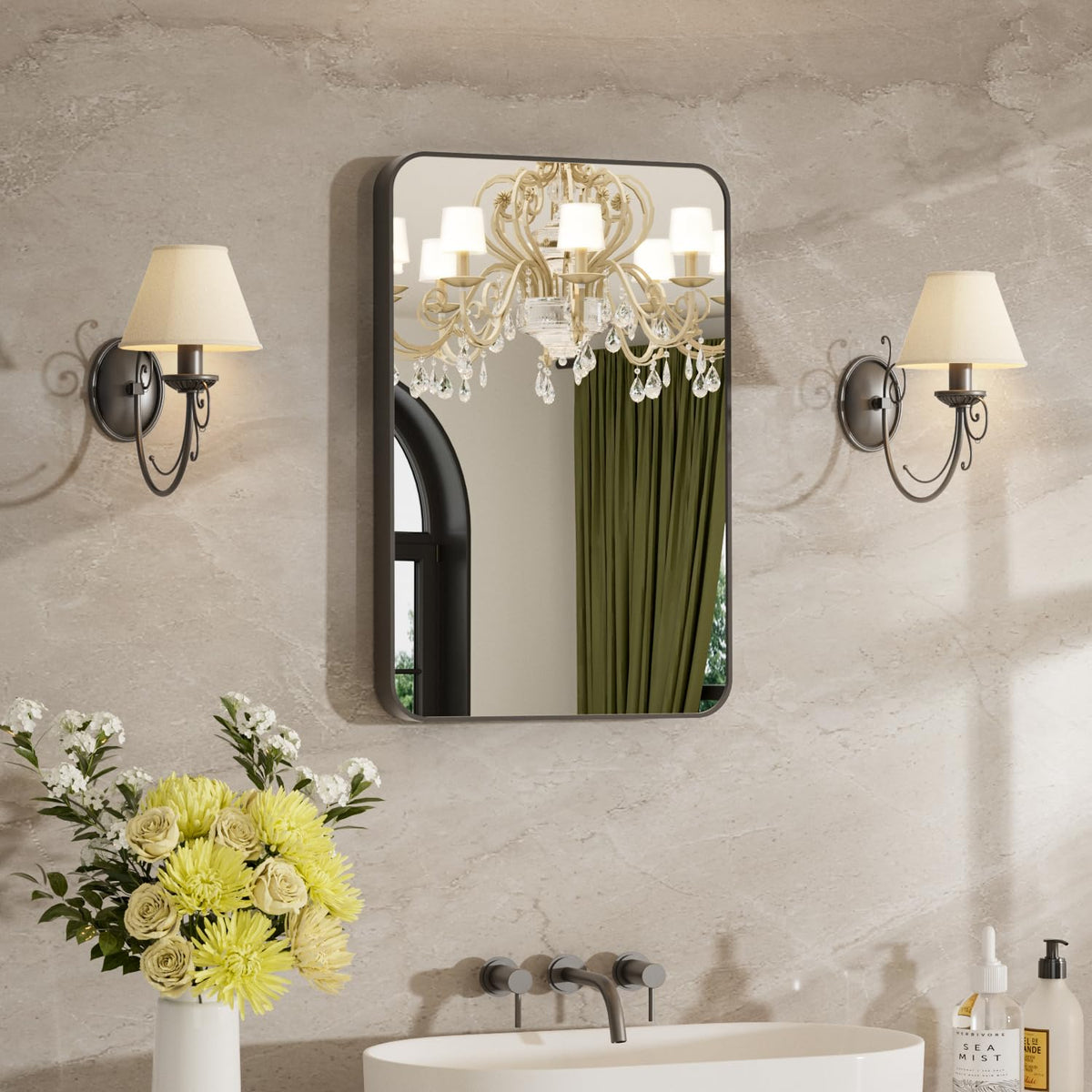 24"x36" Bathroom Mirror for Over Sink, Brushed Nickel Vanity Mirror