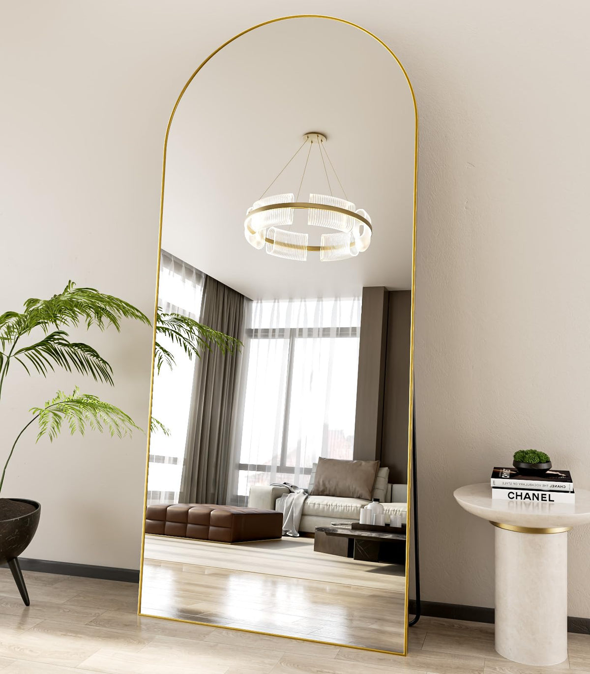 Koonmi 71x30 Arched Full Length Mirror, Floor Mirror with Stand