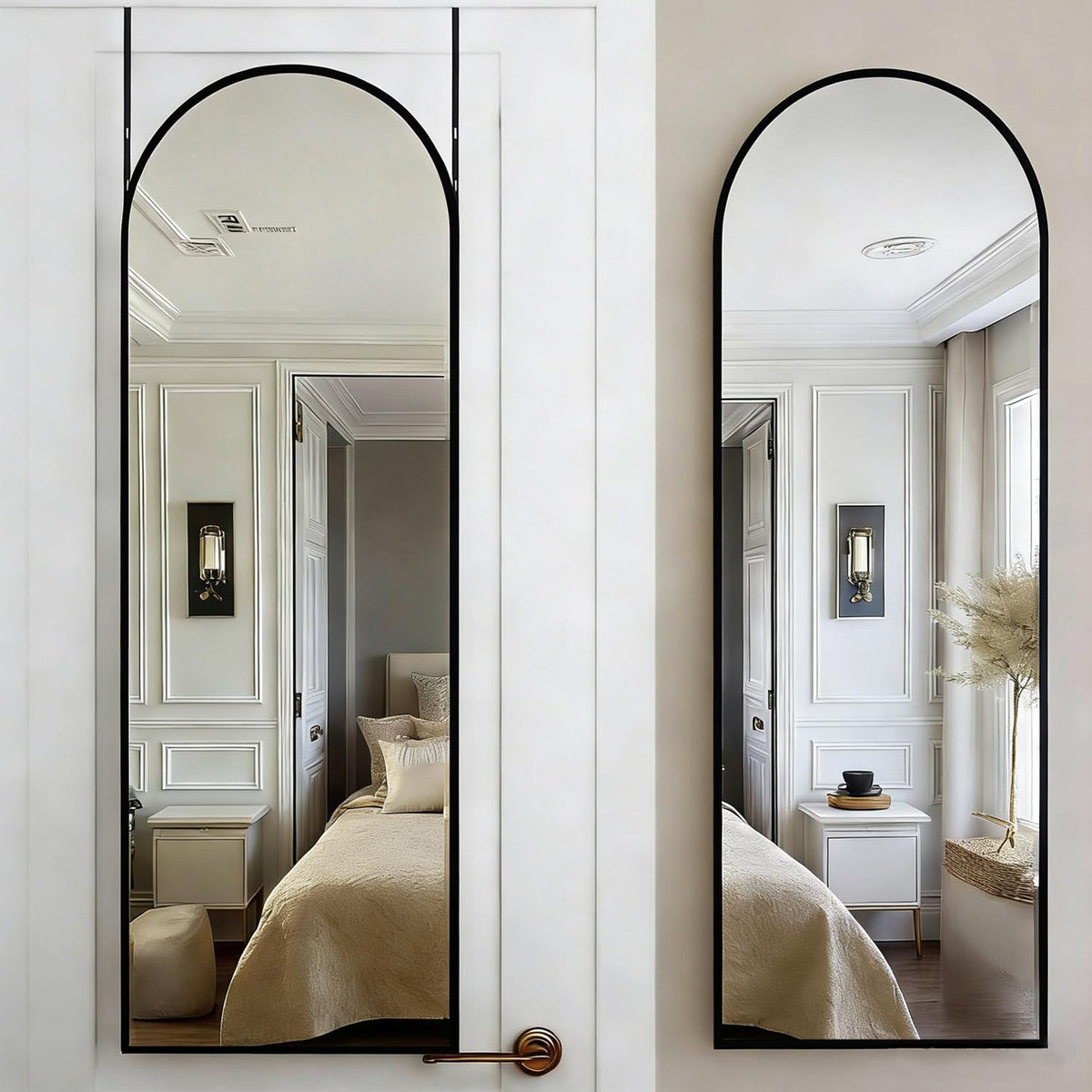 DMWOODFL 81"x41" Arched Full Length Mirror - Extra Large Floor Standing/Wall Mounted Mirror with Stand, Shatter-Resistant Gold Aluminum Frame for Bedroom, Living Room & Dressing Area