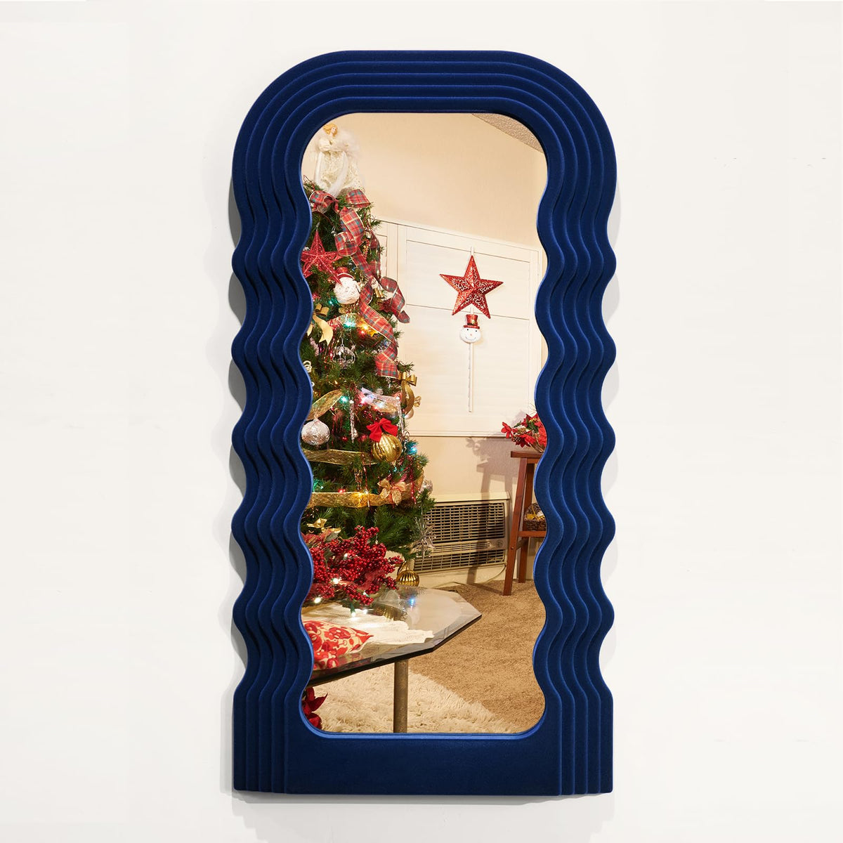 Emerald Green Wavy Wall Mirror Decor for Hallway Entryway, Irregular Cloud-Shaped Small Decorative Mirrors for Home Office Living Room, Modern Hanging Wall Art for Christmas Wedding Gift