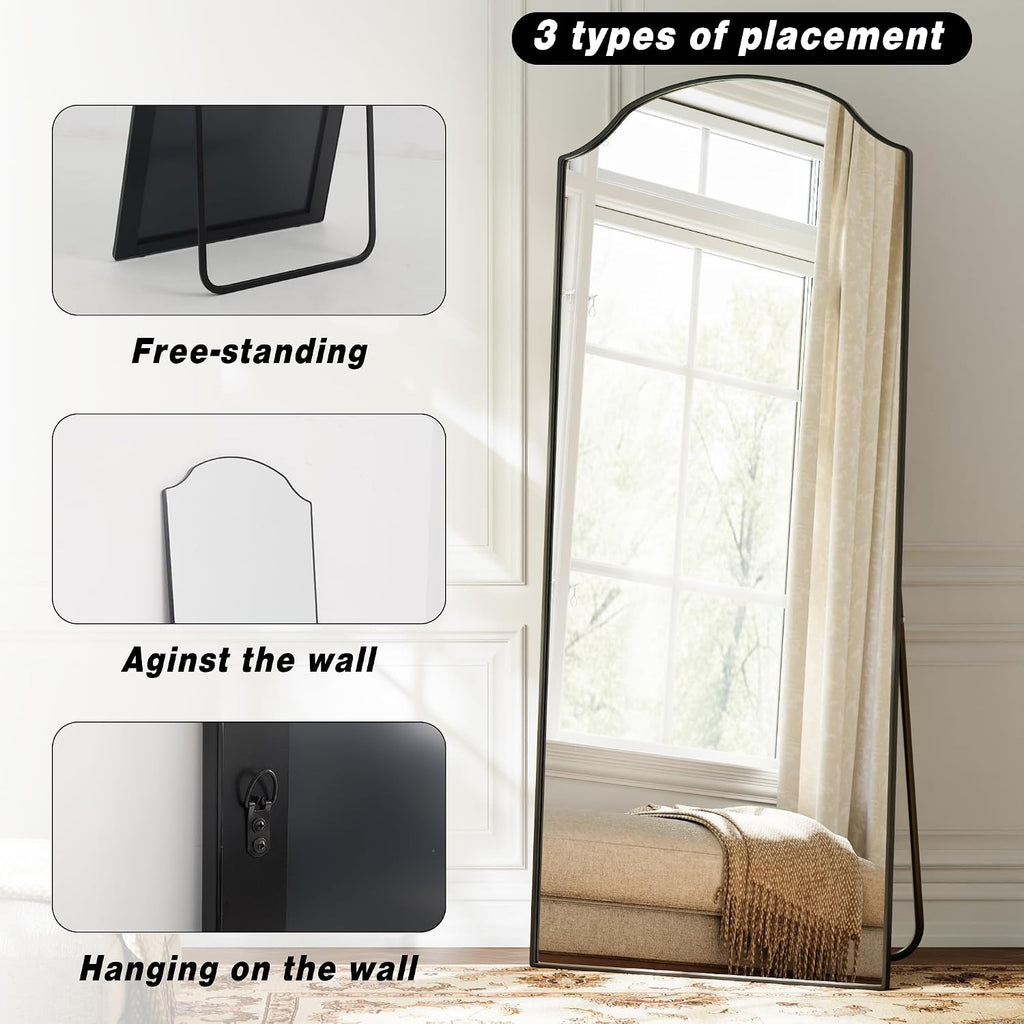 VooBang Wave Curved Top Arched Mirror Full Length, 71"x32" Large Mirror