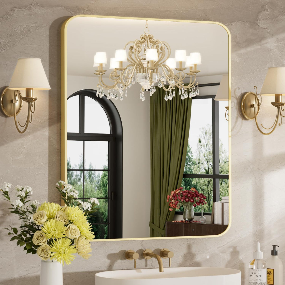 24"x36" Bathroom Mirror for Over Sink, Brushed Nickel Vanity Mirror