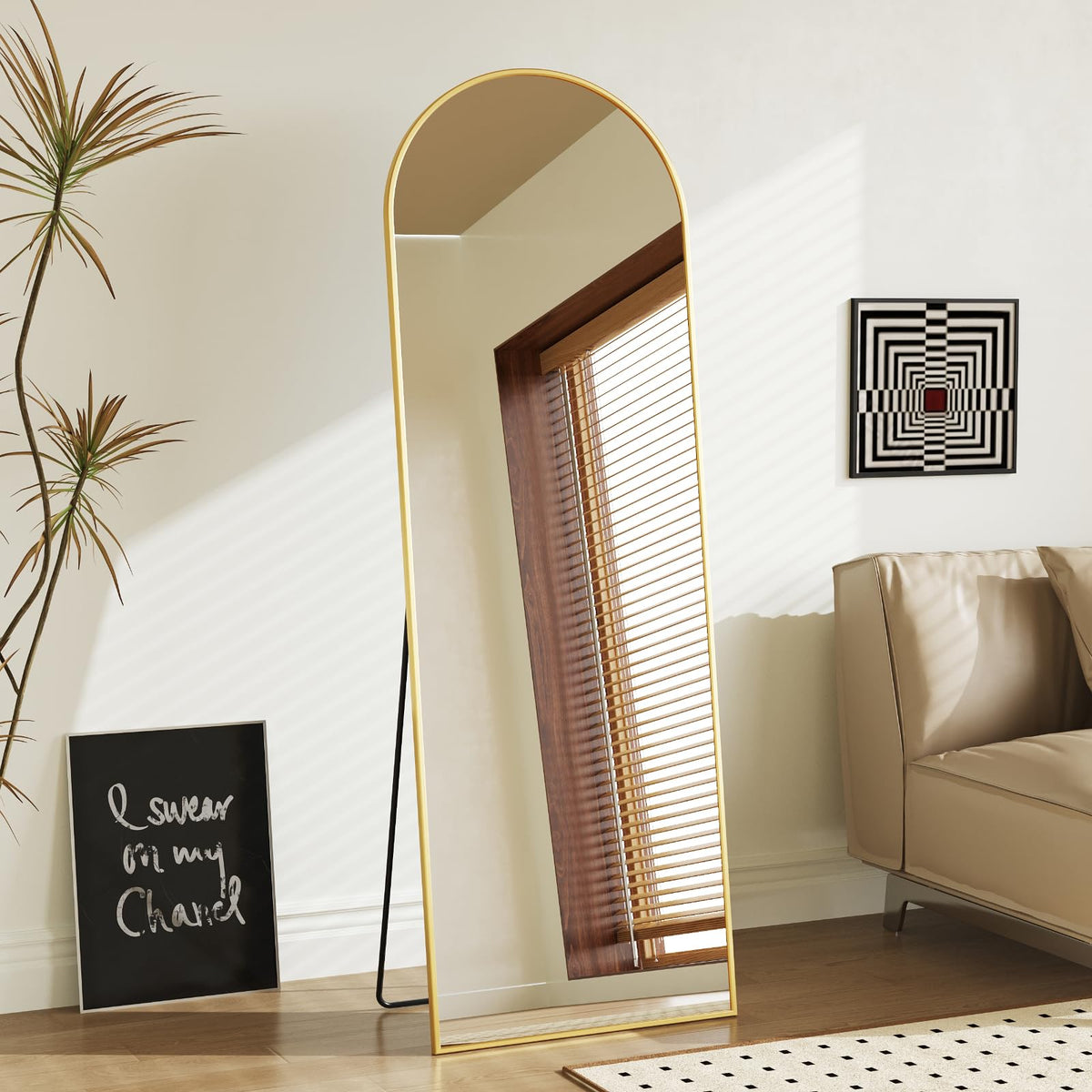 Sweetcrispy 55"x15" Full Length Mirror, Standing Full Body Mirror, Black