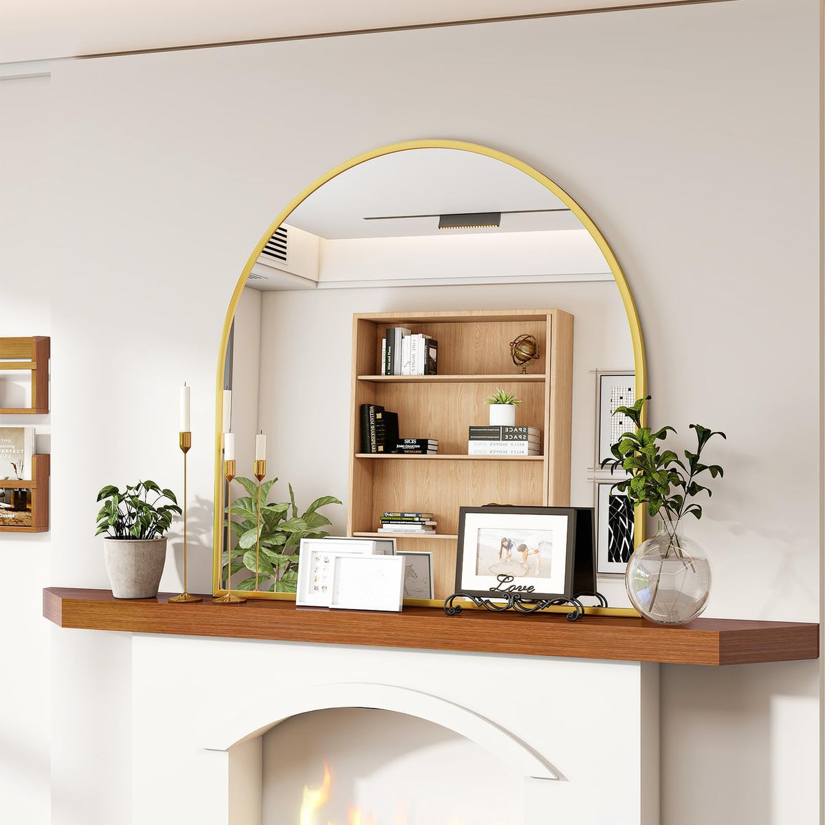 VooBang Arched Wall Mirror, 24 x 36 inch Arch Bathroom Mirror Black