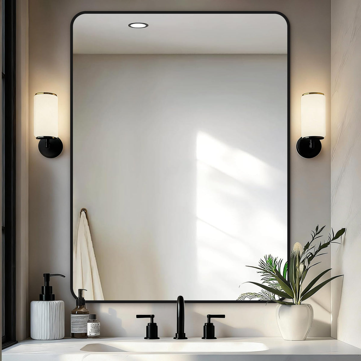 Delma Bathroom Vanity Mirror, Black Framed Mirror for Over Sink, 36x30