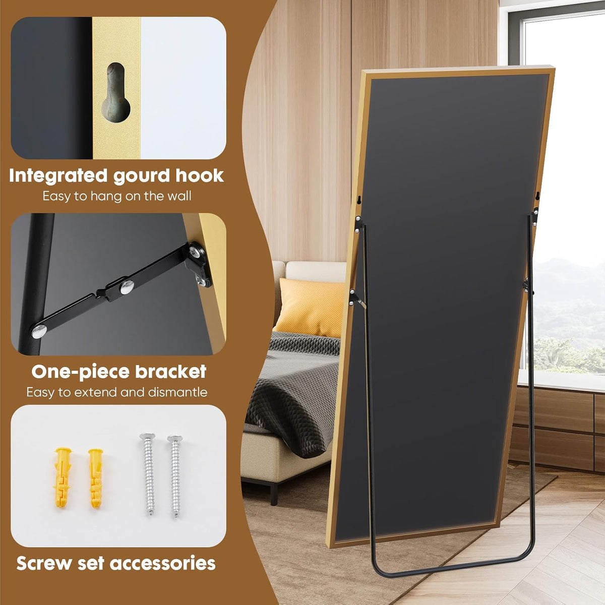 NEWBULIG Full Length Floor Mirror, Body Standing Wall Mirror