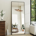 Full Length Mirror 65"X22", Walnut Large Floor Mirror with Solid Wood Frame