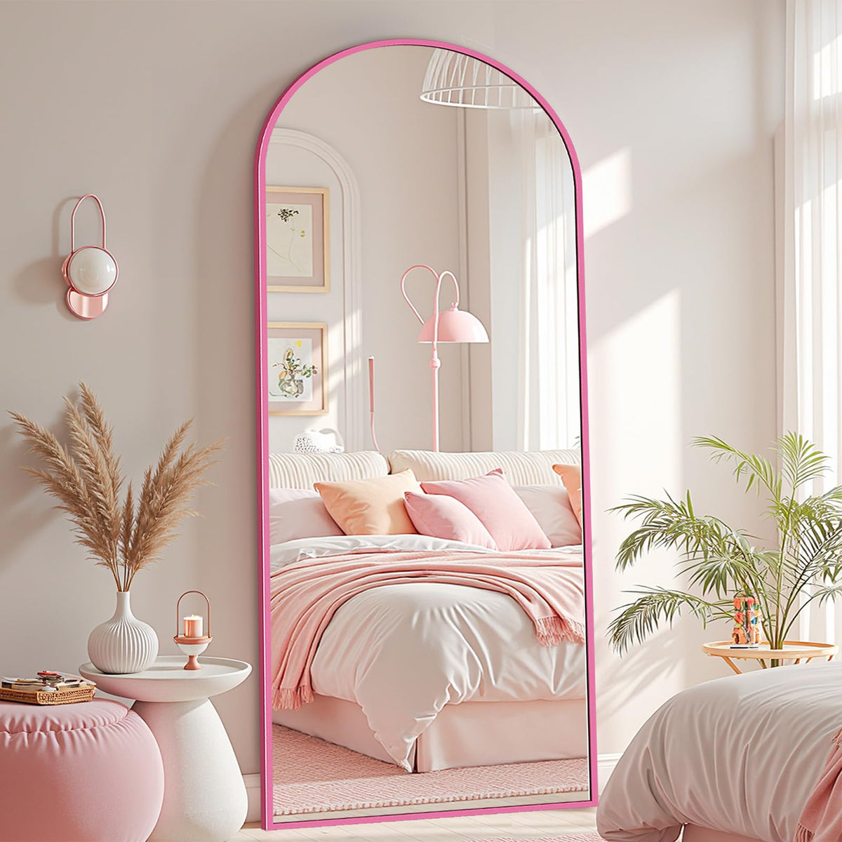 71"x28" Arched Full Length Mirror with Stand,Full Body Floor Mirror