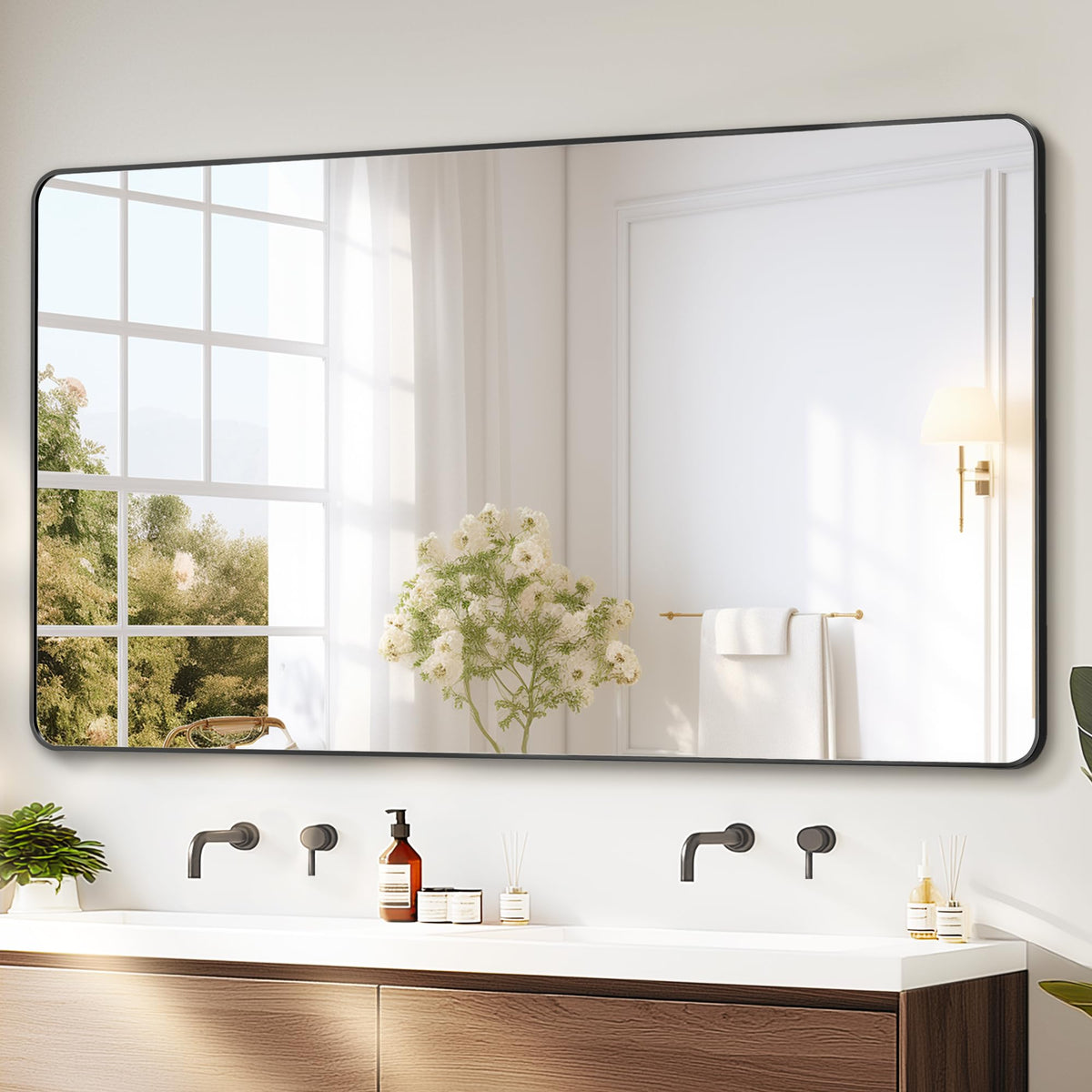 Delma Bathroom Vanity Mirror, Black Framed Mirror for Over Sink, 36x30