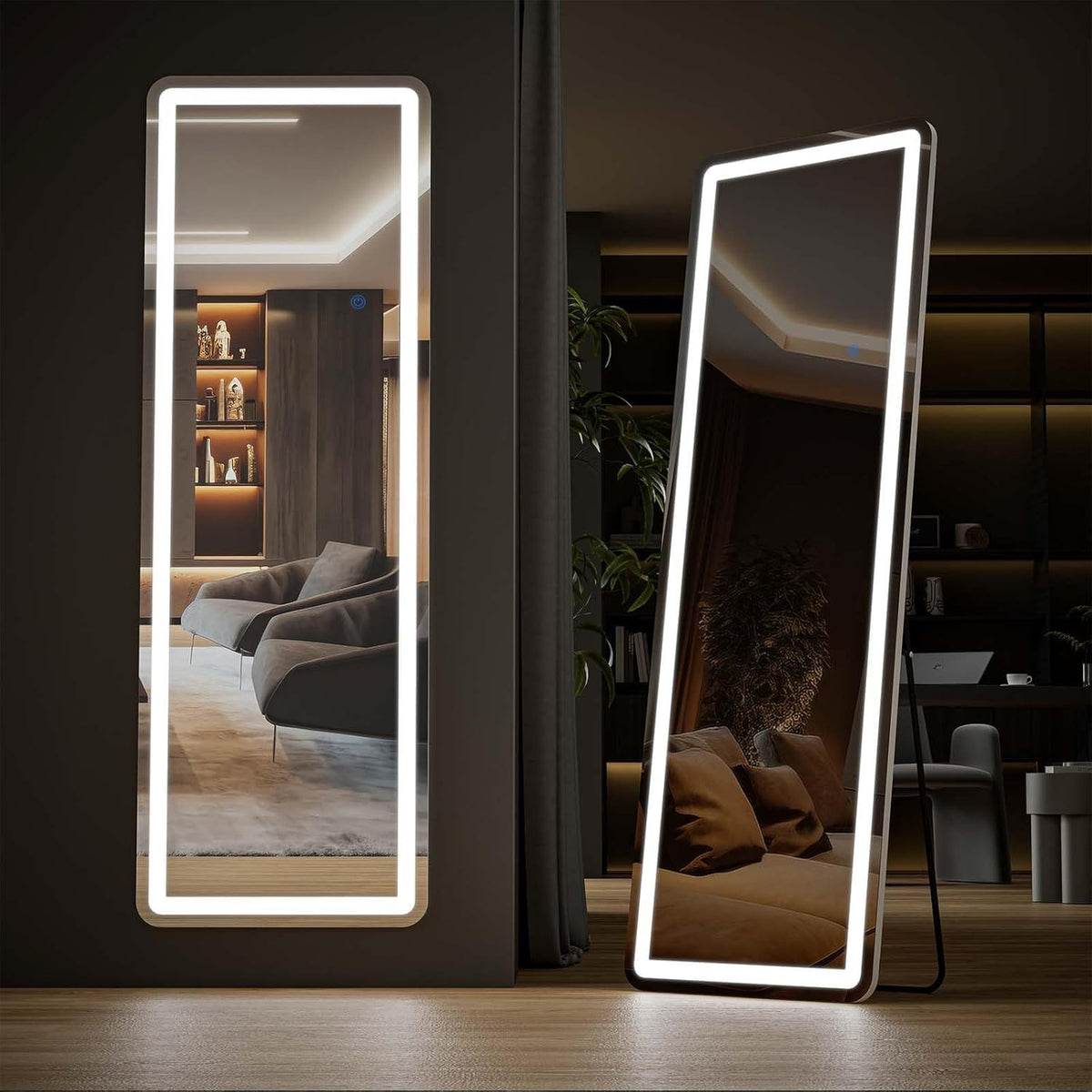 Alpen 71x26 Inches Arched LED Full Length Mirror, Floor Mirror with Stand