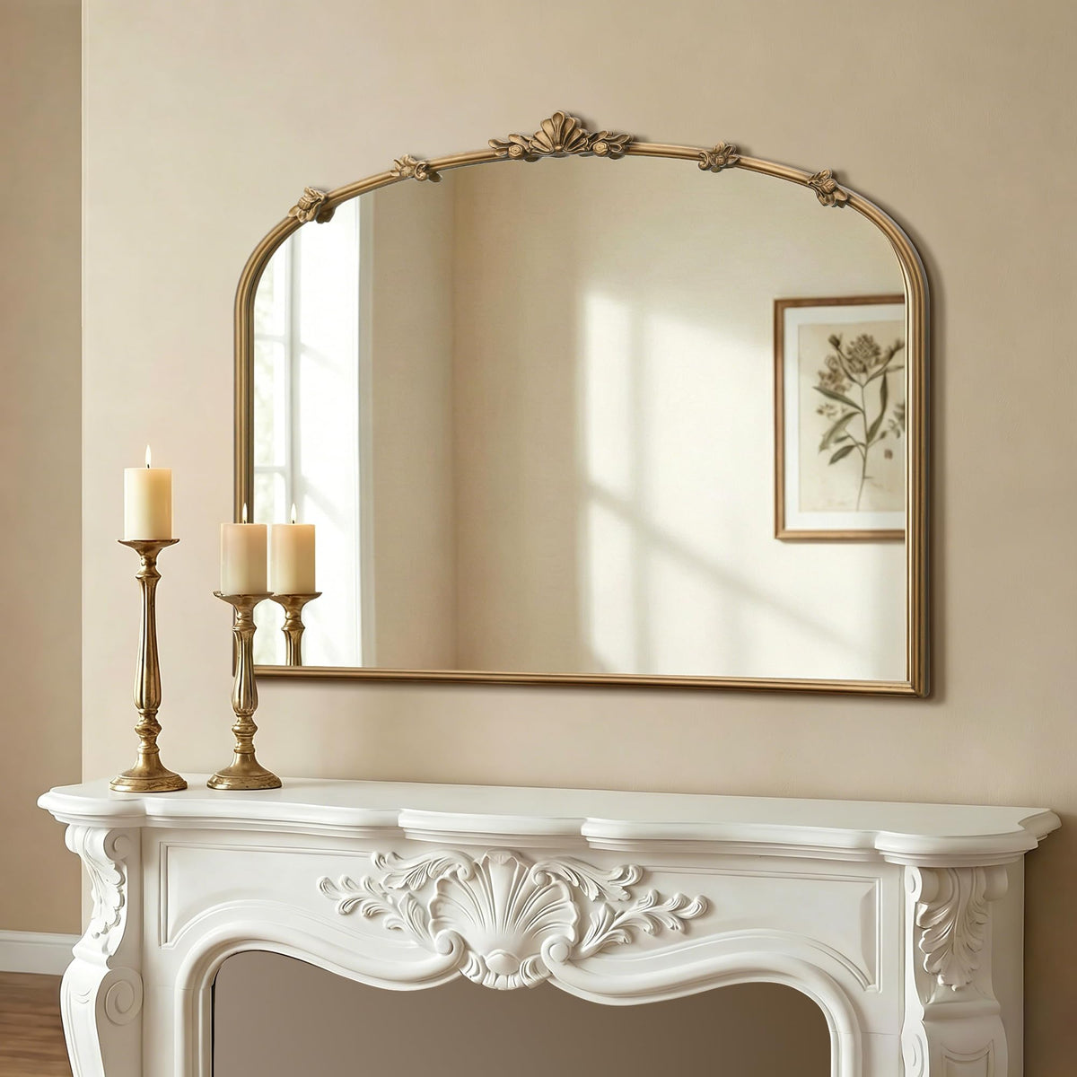 Besdomus Full Length Gold Mirror: 21''x56'' Baroque Floor Long Body Mirror