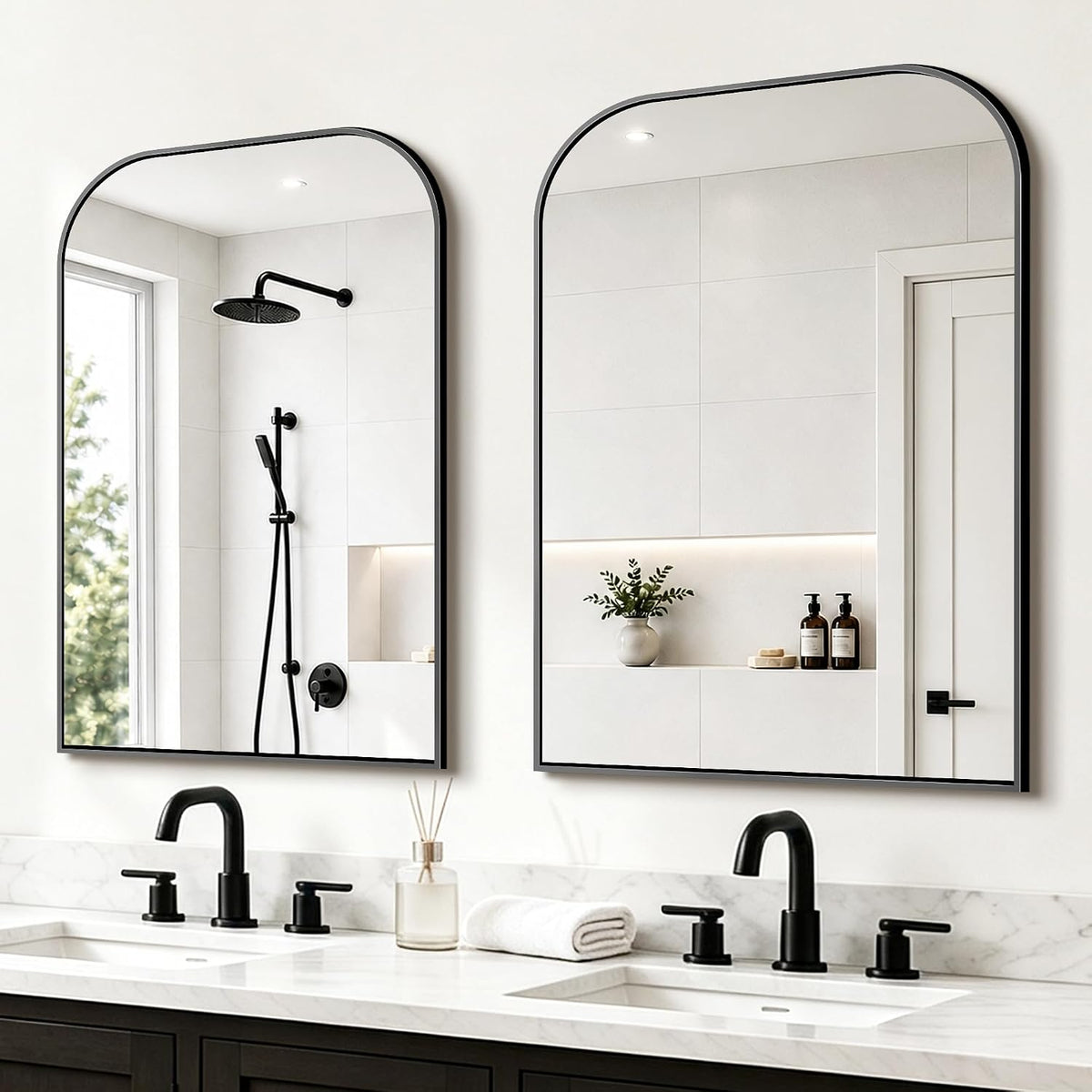 FICTOR 2 Pack 36" x 24" Bathroom Vanity Mirror for Over Sink, Black