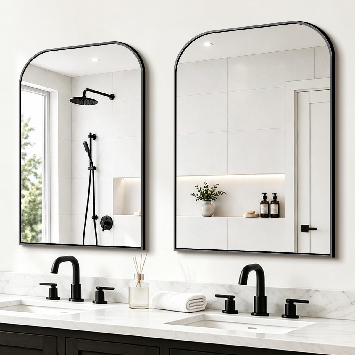 FICTOR 2 Pack 36" x 24" Bathroom Vanity Mirror for Over Sink, Black