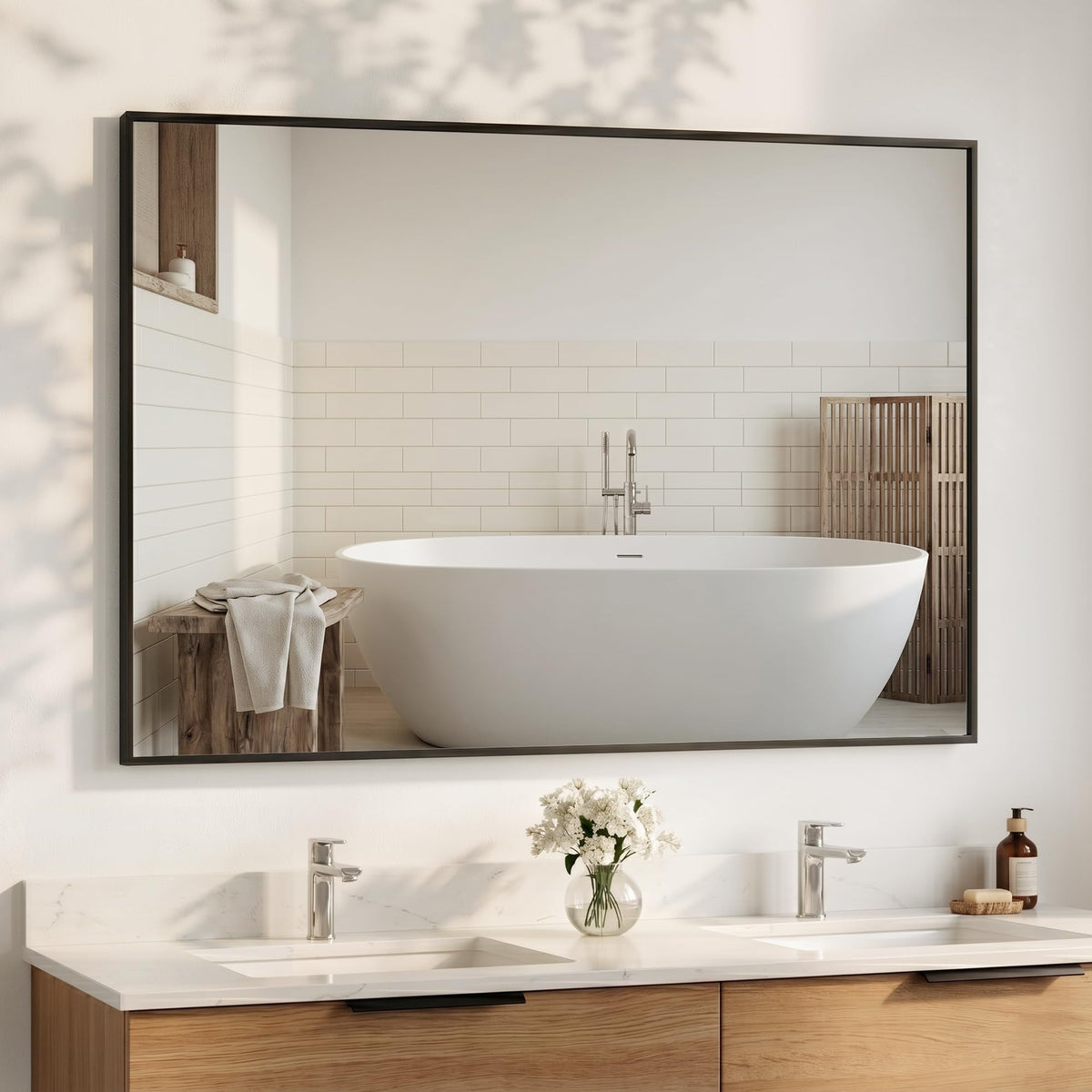 2-Pack 24"x36" Matte Black Framed Bathroom Vanity Wall Mirrors