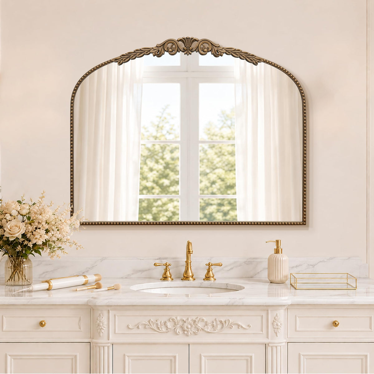Besdomus Gold Full Length Mirror: 19"x53" Vintage Ornate Floor Mirror