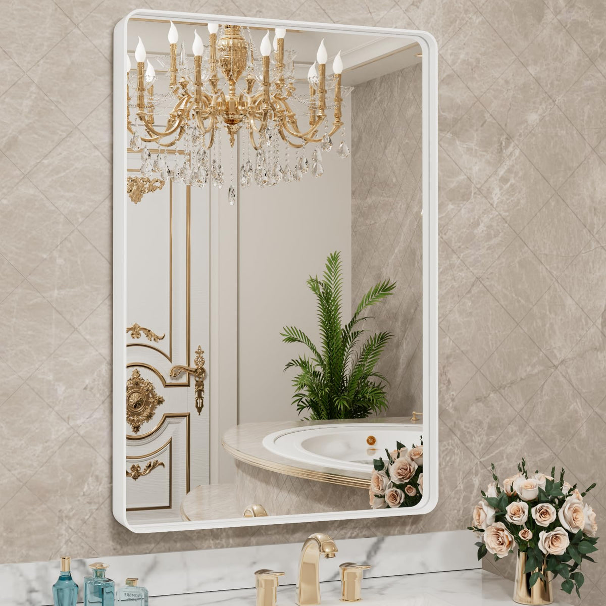 LOAAO 24"X36" Gold Bathroom Mirror