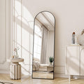Arched Full Length Floor Mirror with Gold Aluminum Frame, 56"x15"