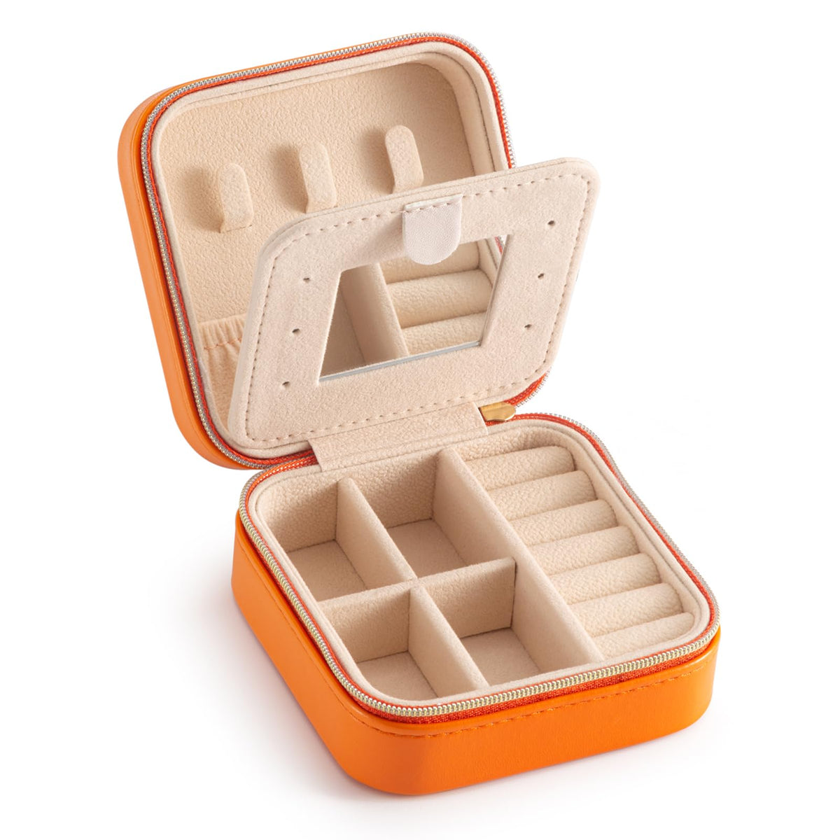 TRODANCE Mini Jewelry Travel Case, Small Portable Jewellry Organizer Box Portable Display Storage Box for Rings Earrings Necklaces, Gifts for Girl, Women, Wedding, Birthday, Mom, Mother's Day (Blue)