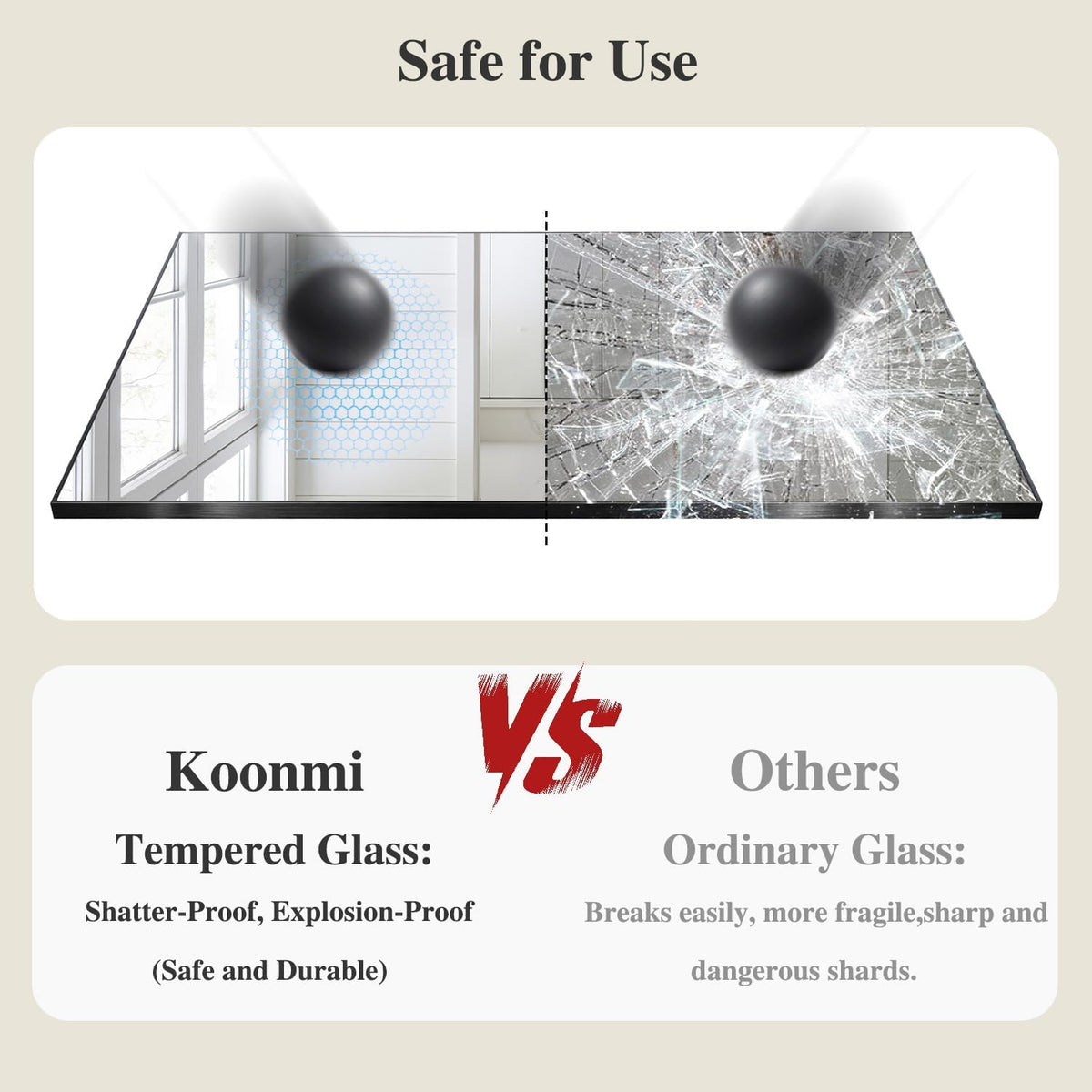 Koonmi Black Mirrors for Wall, 30x40 Inch Bathroom Mirror, Rectangular Wall Mirror for Living Room Bedroom Bathroom, Hangs Horizontally or Vertically