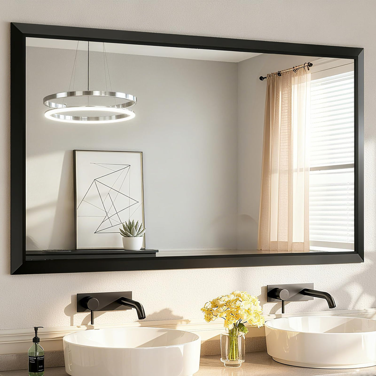 SMIROR 24x36 Matte Black Bathroom Vanity Mirror for Over Sink