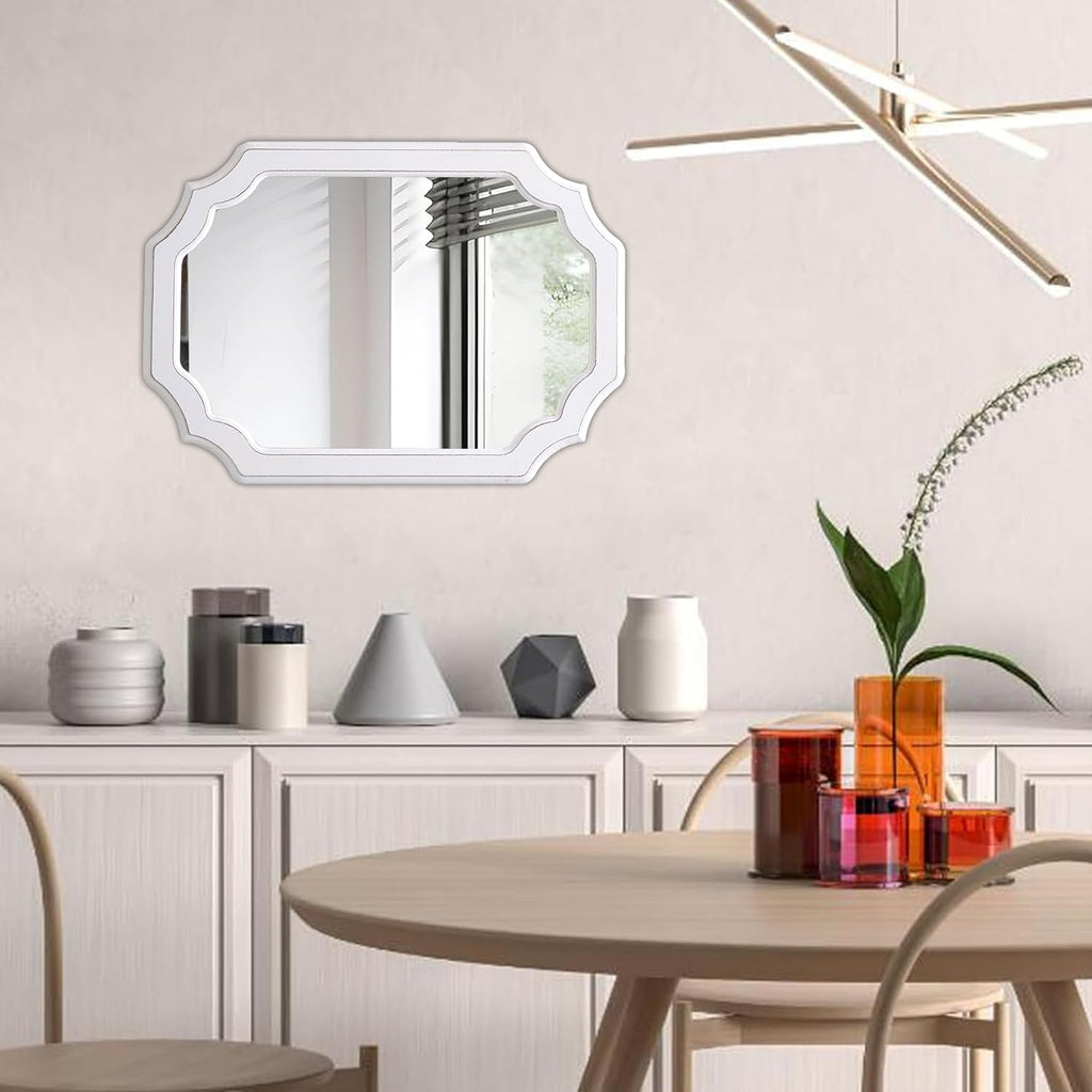 Rustic Oval Mirrors for Wall Decor 17 X 23 Inch, Distressed White