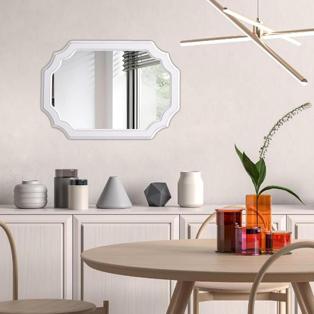 Rustic Oval Mirrors for Wall Decor 17 X 23 Inch, Distressed White