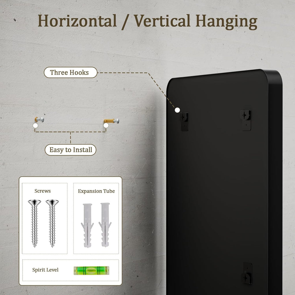 VooBang Bathroom Mirror 30"x48", Black Gorgeous Deep Frame Wall Mirror