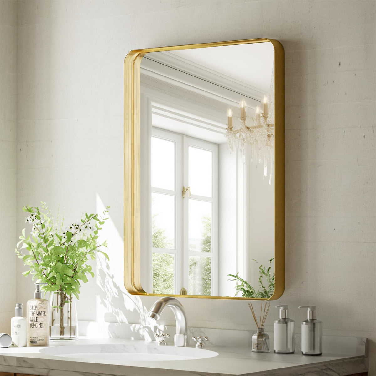 VooBang Bathroom Mirror 30"x48", Black Gorgeous Deep Frame Wall Mirror