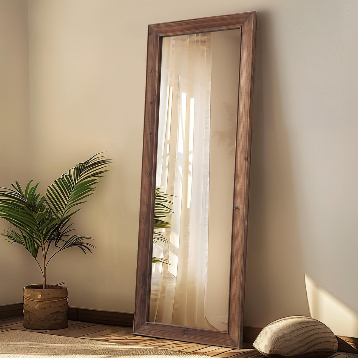 MELOMOIR Rustic Farmhouse Full Length Mirror with Solid Wood Frame 56"x21"