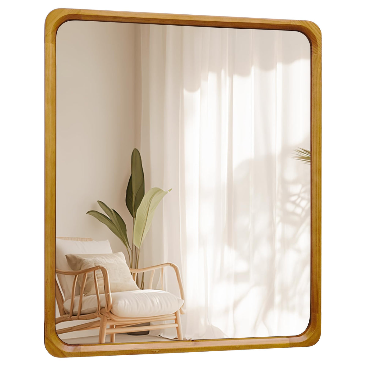 Tanmicoshomy 30 x 48 Inch Wood Rustic Large Bathroom Vanity Mirror