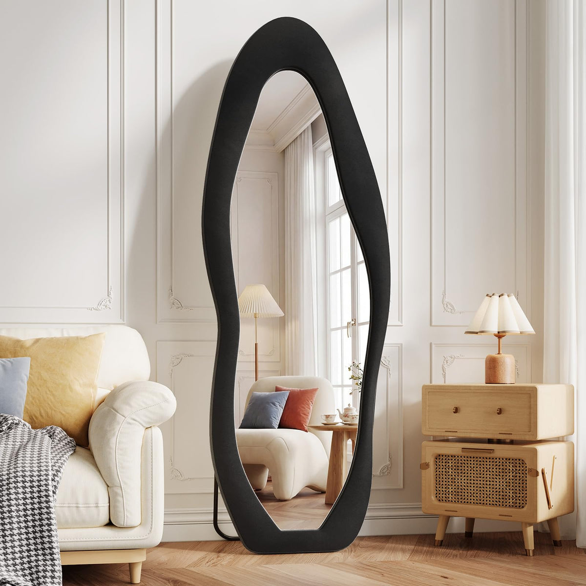 Koonmi 71“x32” Wavy Mirror Full Length, Flannel Full Body Mirror