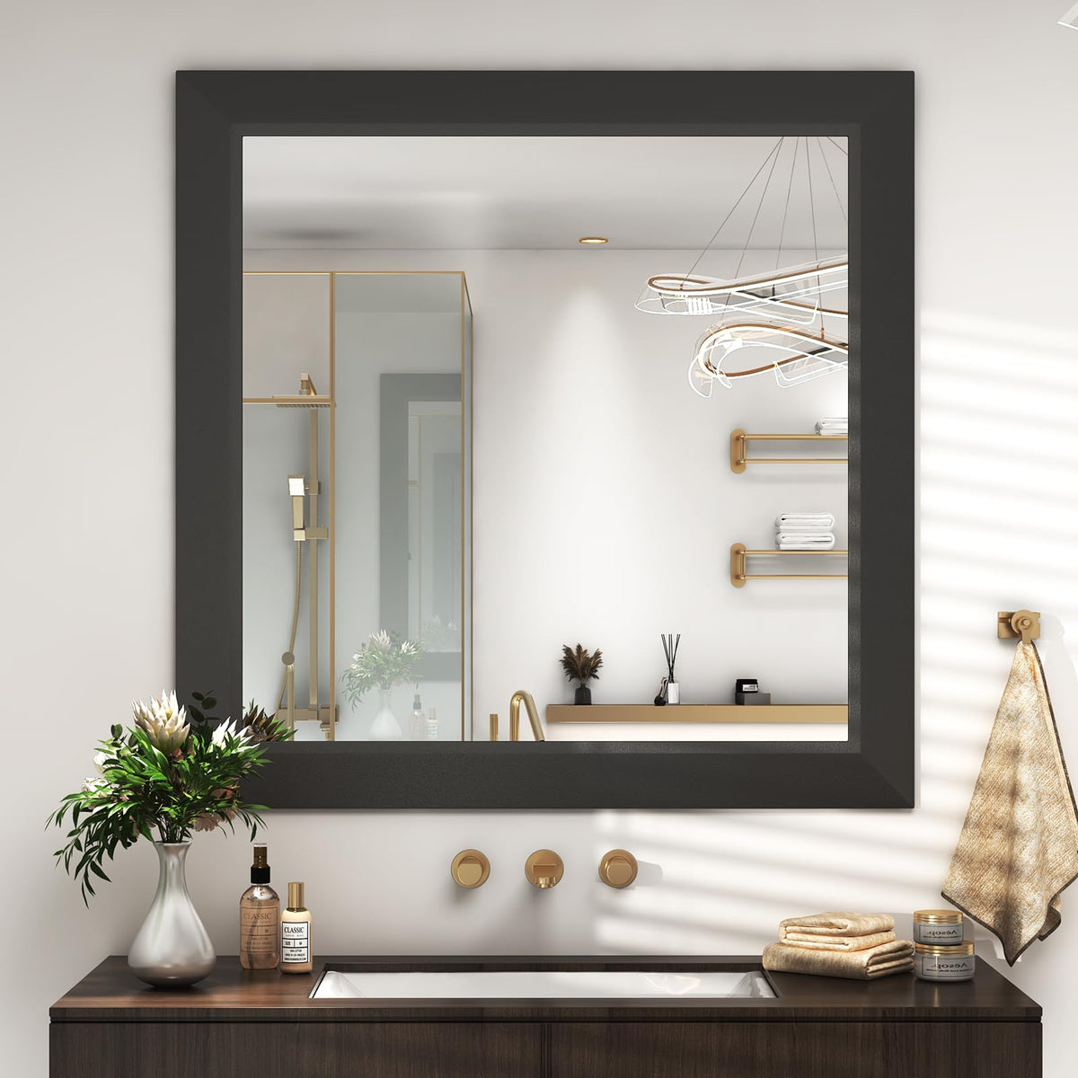 SMIROR 24x36 Matte Black Bathroom Vanity Mirror for Over Sink