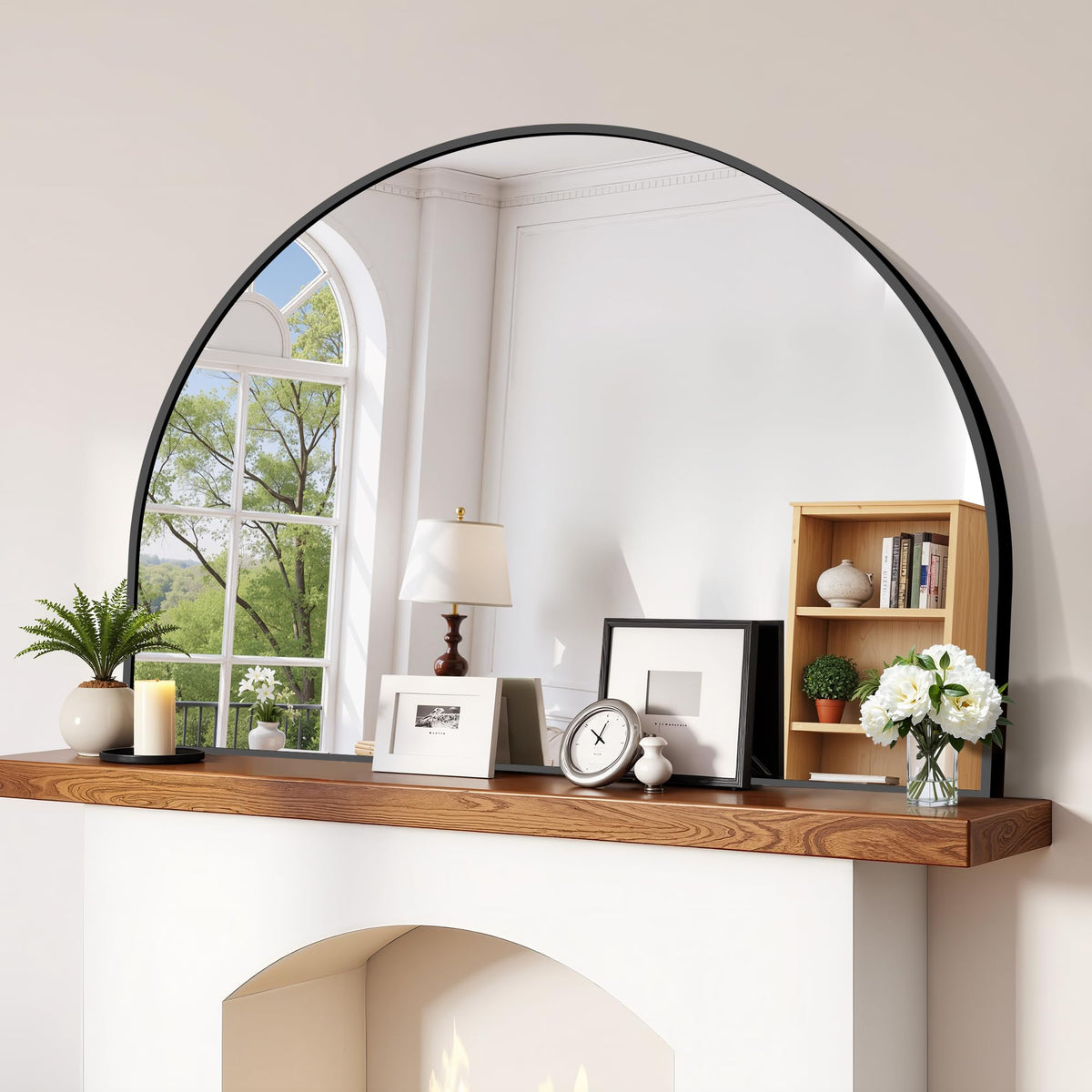 CIRCUMI Arched Wall Mirror, 36"x48" Black Arched Mirror for Bathroom