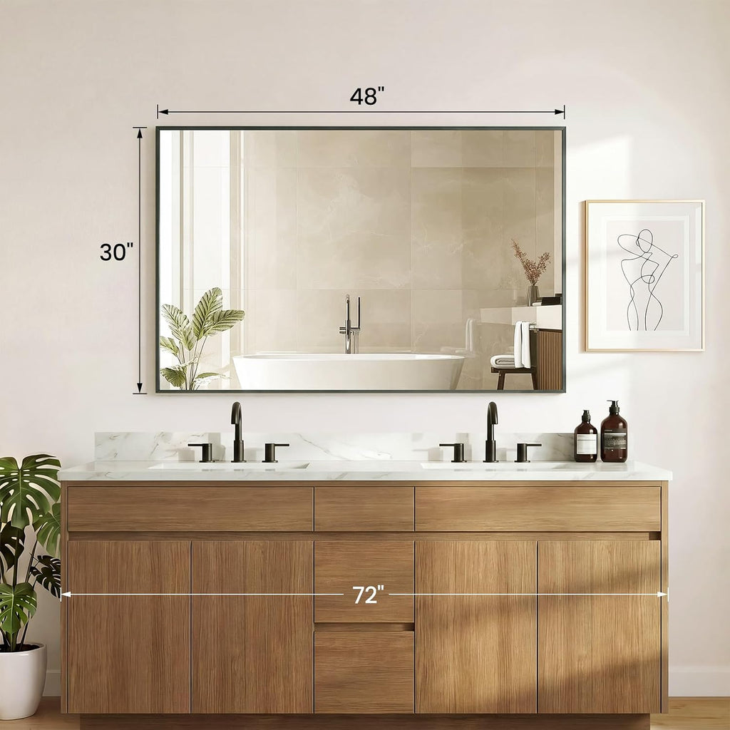 DUMOS Bathroom Mirror for Over Sink, 48"x30" Rectangle Wall Mount Mirror