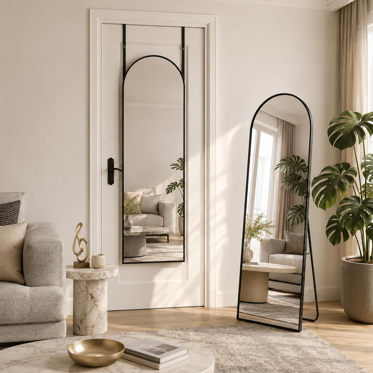 71"x28" Arched Full Length Mirror with Stand,Full Body Floor Mirror