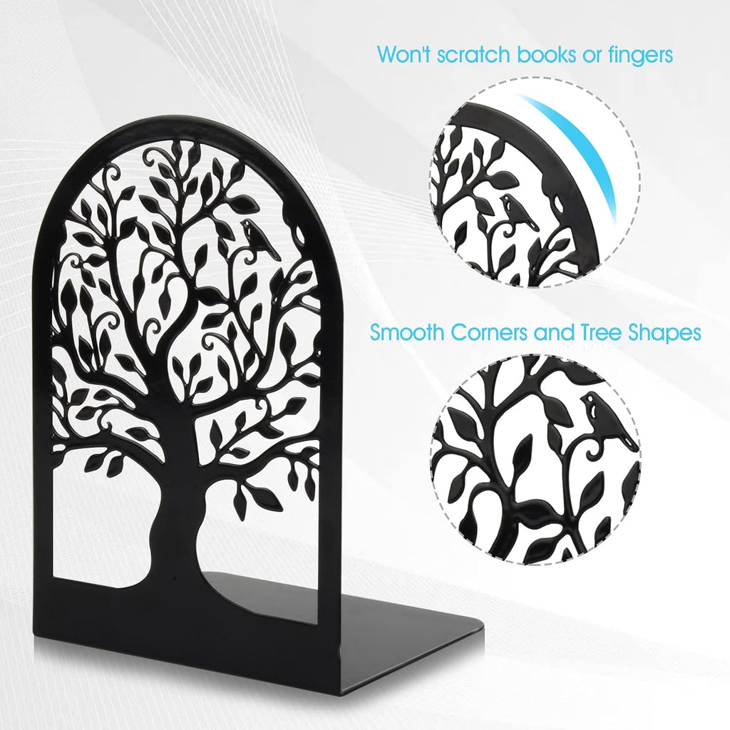 HappyHapi 3 Pair Book Ends, Metal Bookends for Shelves, Decorative Bookends