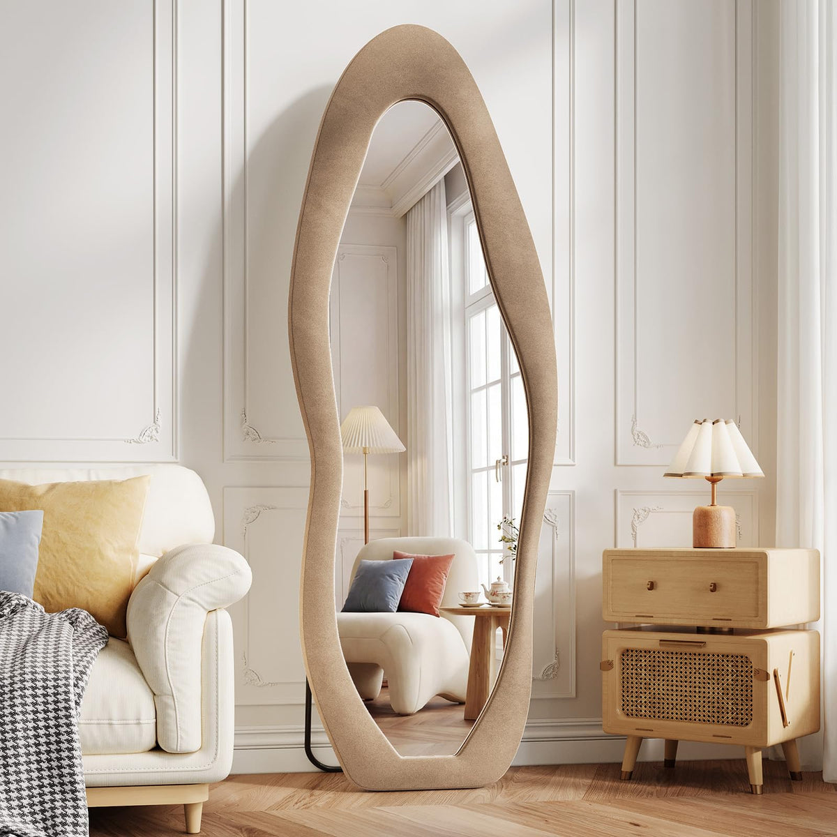 Koonmi 71“x32” Wavy Mirror Full Length, Flannel Full Body Mirror
