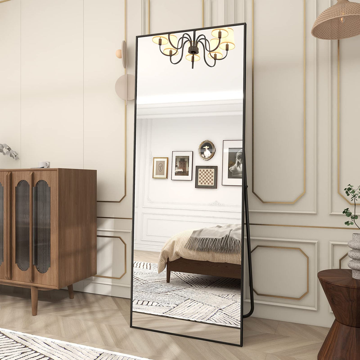 BEAUTYPEAK Full Length Mirror with Stand, 56"x21" Floor Mirror