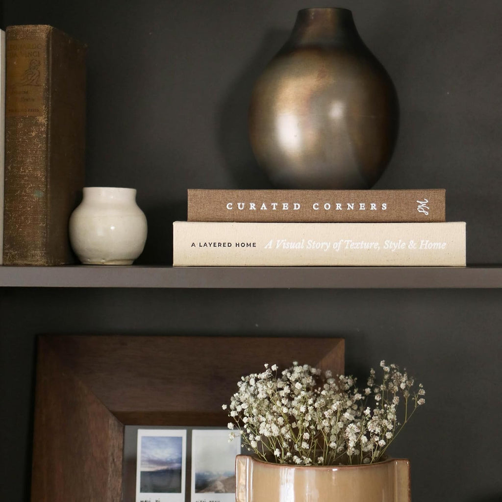 Decorative Books for Home Decor - 2 Linen Fake Books for Decorating Shelf