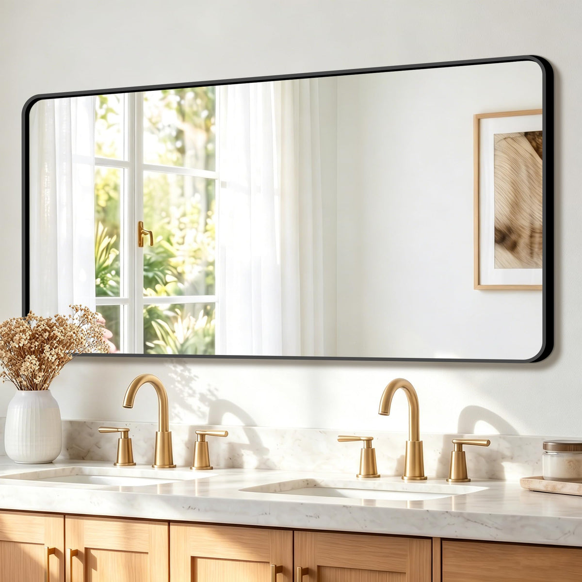 FICTOR Bathroom Mirror for Over Sink, 2 Pack 30"x20" Vanity Mirror, Black
