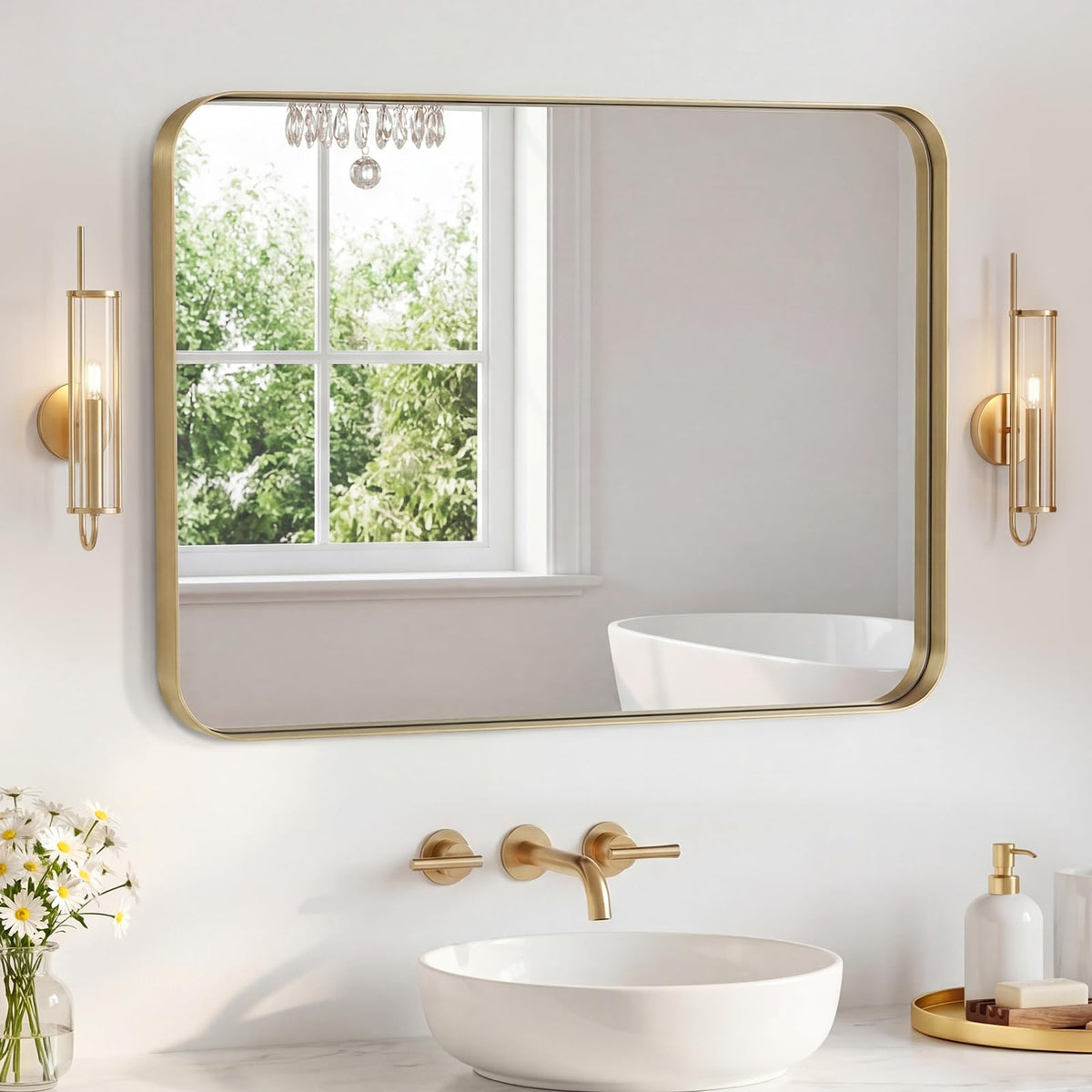 NEWBULIG 36 Inch Round Bathroom Mirror, Wall Mount Vanity Mirror