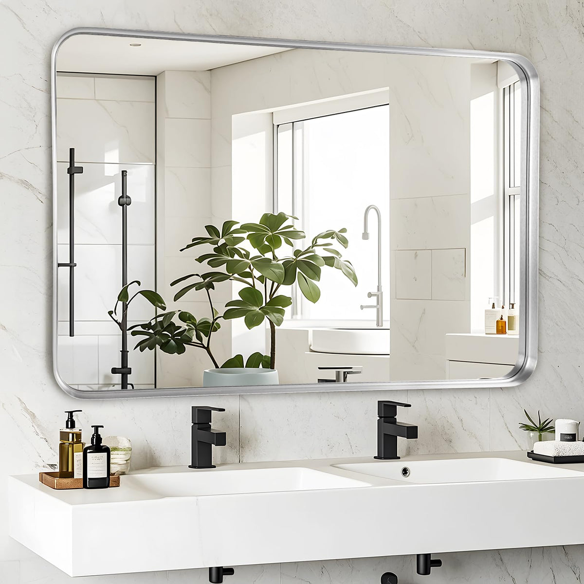 Black Bathroom Vanity Mirror Over Sink 2 Pack, 24x36 Large Wall Mirror