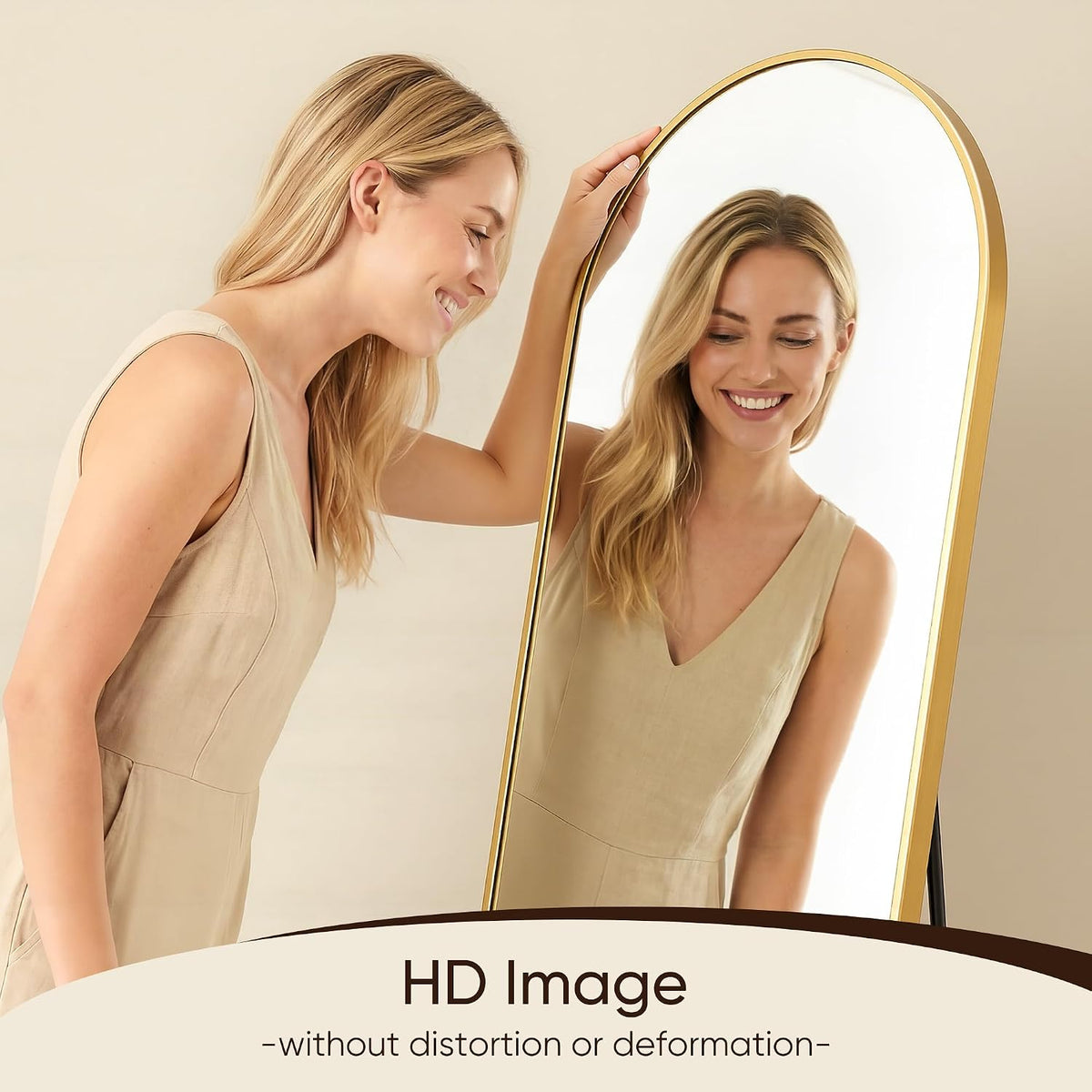 Antok 76" x34” Arched Full Length Mirror, Floor Mirror with Stand,Gold