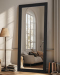 Full Length Mirror 71"x32", Rect Solid Wood Frame with Stand